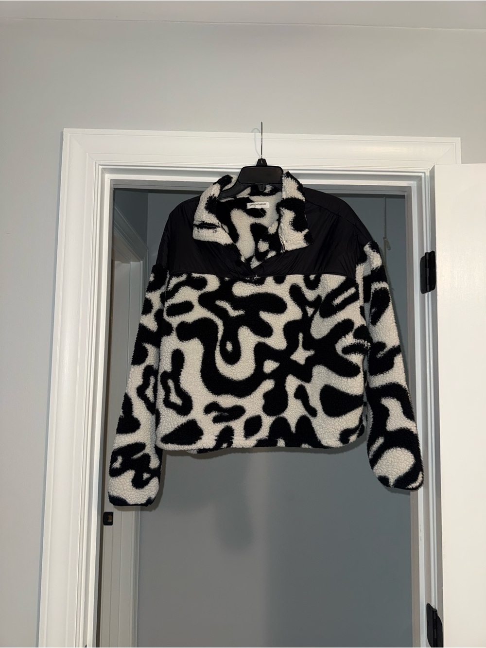 Grayson Threads Black & White Patterned Teddy Pullover Jacket
